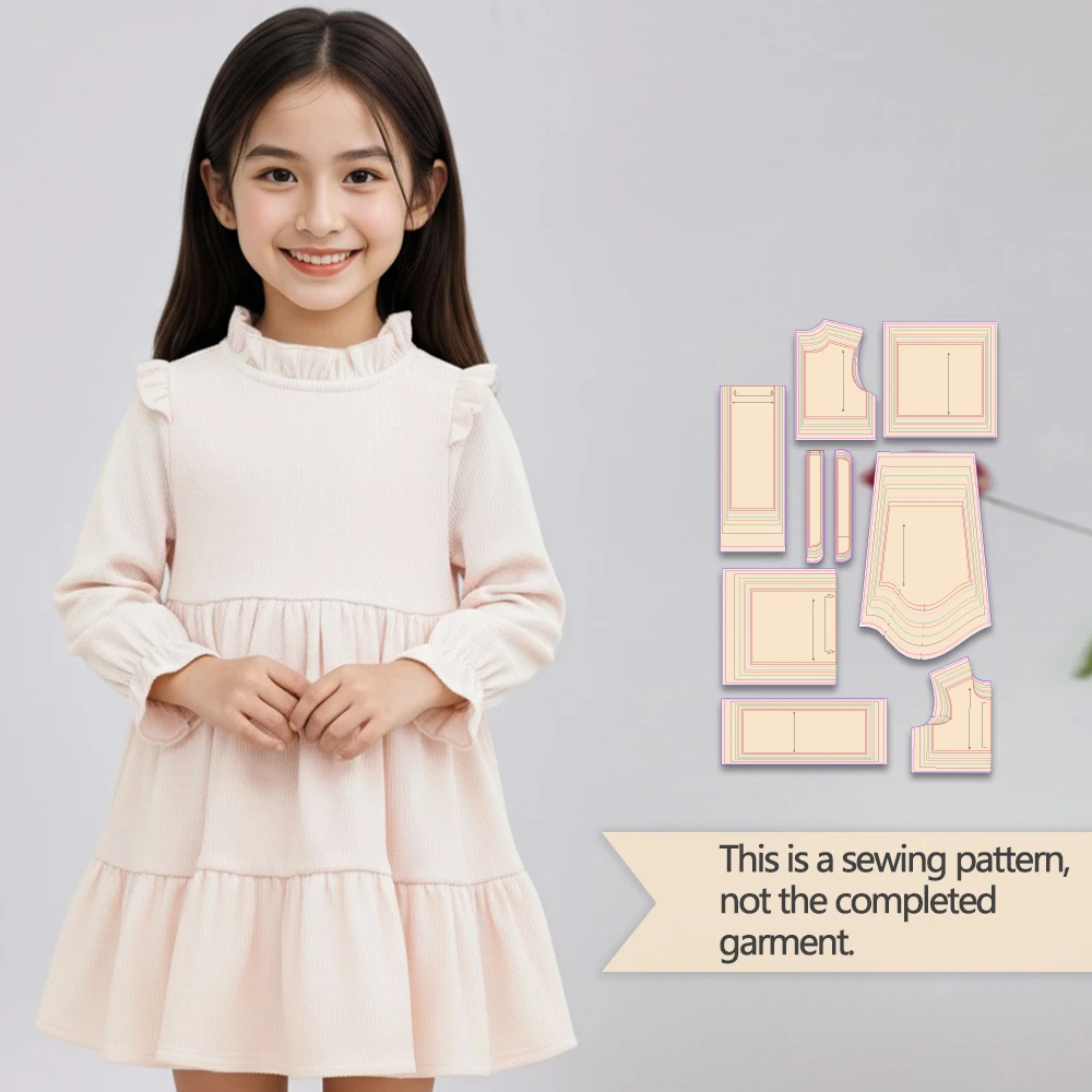 Ruffled Tiered Dress Sewing Patterns, Multi-size Kraft Paper Templates With 1:1 Original Scale