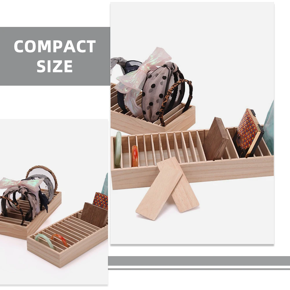 

17 Grids Solid Wood Hoop Box Display St Hairb ganizer Household Storage Case Wooden Decorative Rack Compact Size