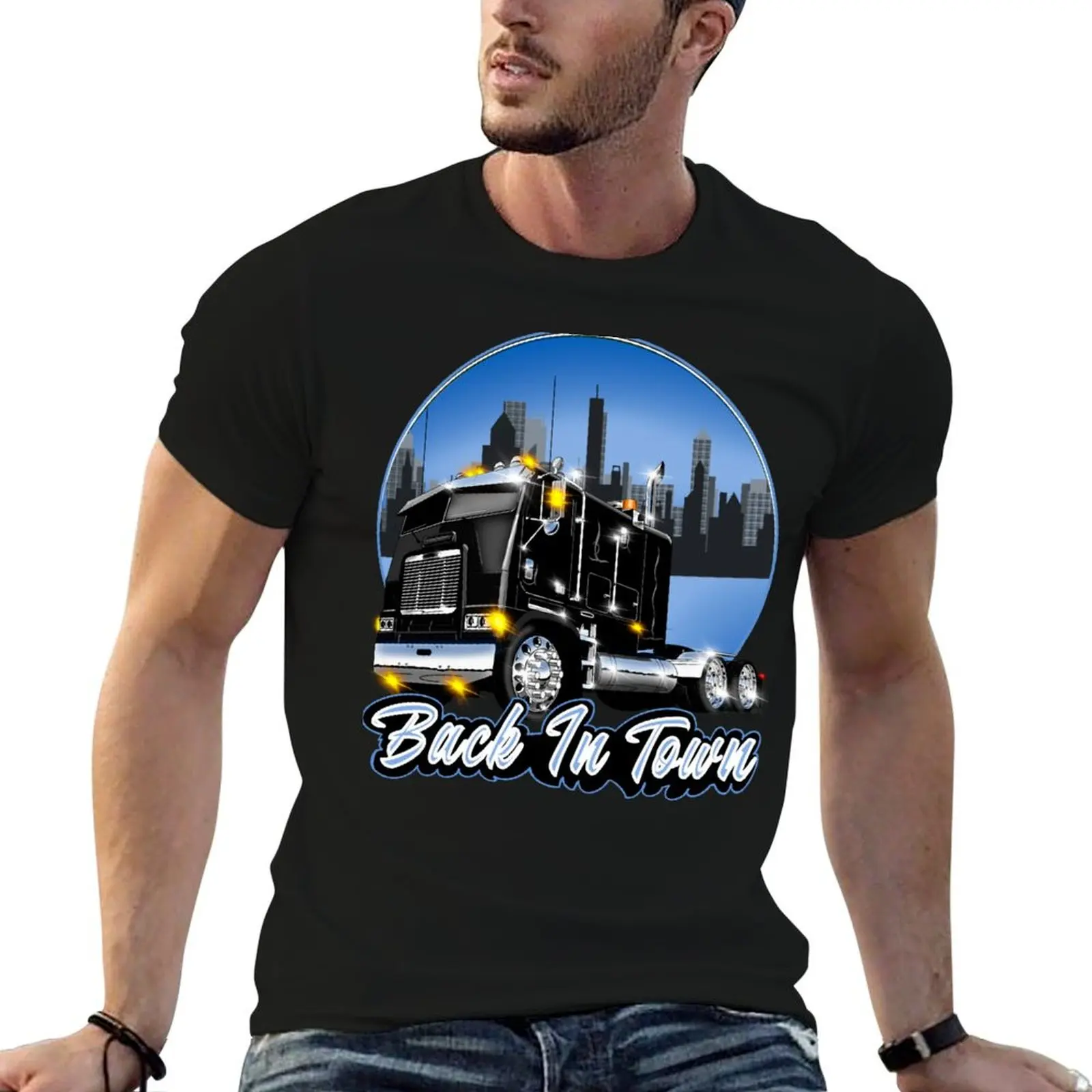 

t cotton men man coe Freightliner Back Town shirts 100% In shirt T-Shirt t funny