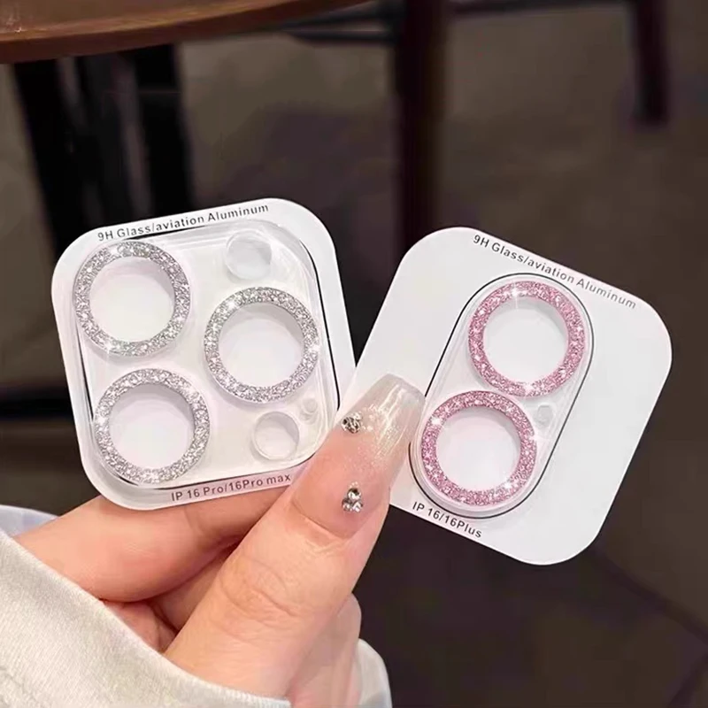 Lente brillante de vidrio templado para iPhone 17 16 15 14 13 Pro Max 17 Air 15 Plus 13Mini Protector de cámara protección de lente de cubierta completa