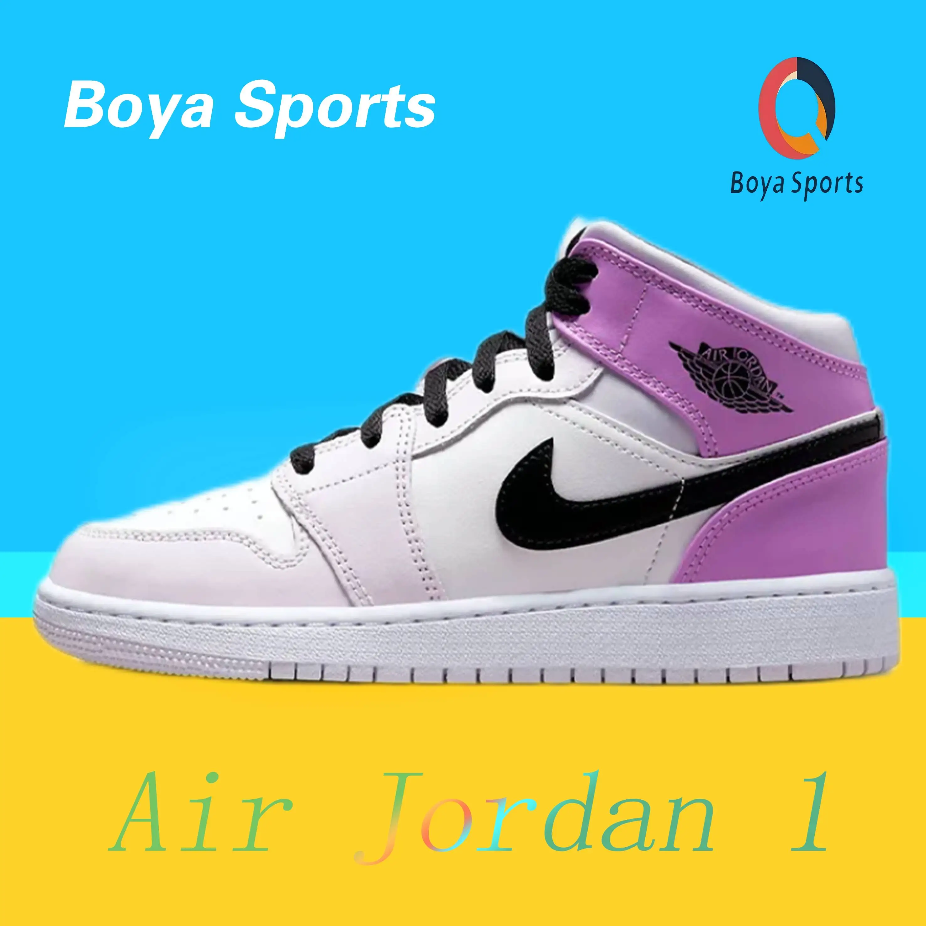 Nike Air Jordan 1 Comfortabele en veelzijdige mid-top boardshort voor heren en dames, trend wit paars