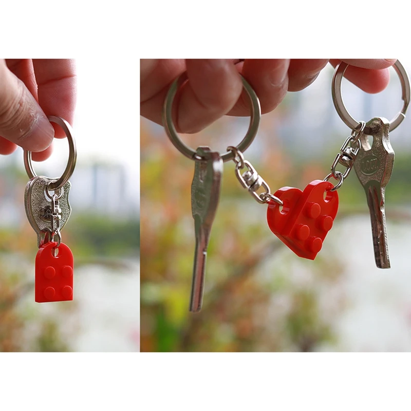 C-Brick Matching Building Bocks Puzzle Keychain Couple Love Keychain For Boyfriend Girlfriend Valentines Day Friends Gifts