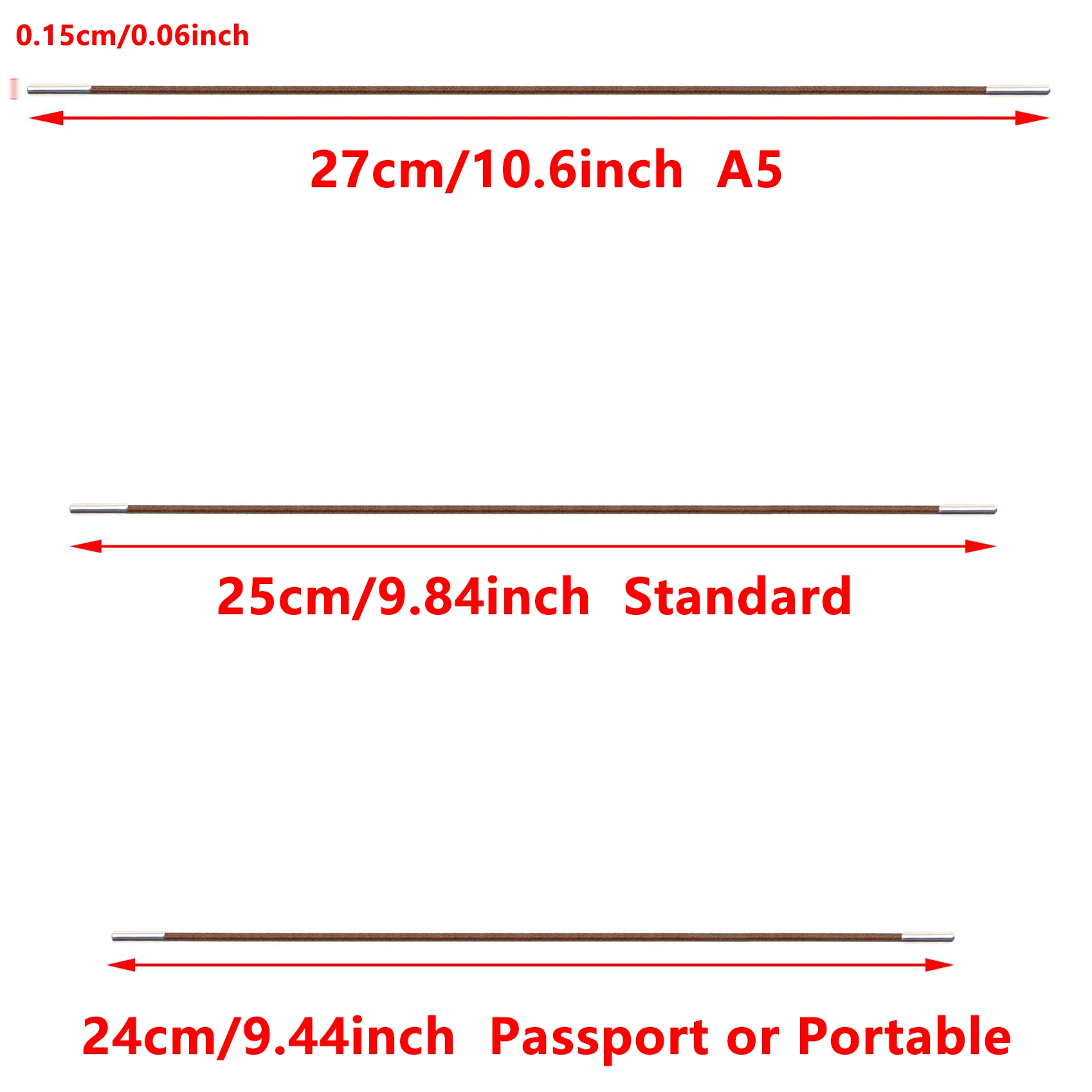 Elastic Band with Dual End Clips for Traveler's Notebook | TN DIY Accessory | A5 27cm, Standard 25cm, Pocket & Passport 24cm | 0