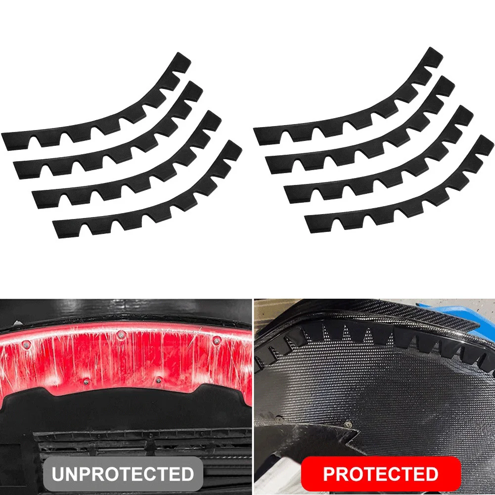 8Pcs Car Front Bumper Scrape Guard Anti-Scratch Protector Strips Double-sided Adhesive Tape Chassis Anti-Skid Stickers