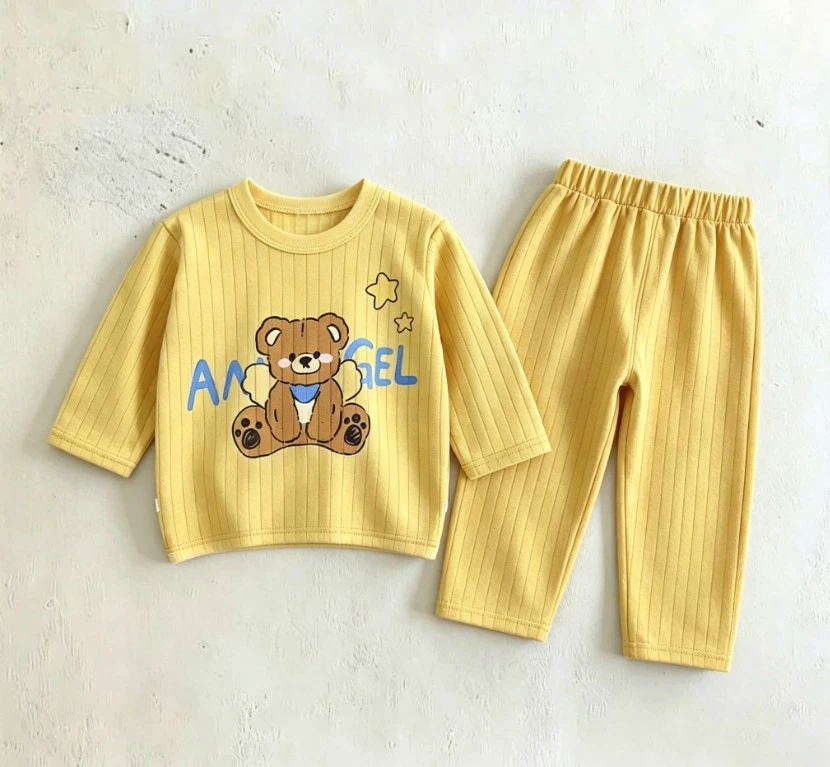 Small Toddler Cozy Long Sleeve Sleepwear Outfit Baby Kid Soft Knit Top With Long Bottoms Suits Kid Daily Wear Suits 2Pieces Set