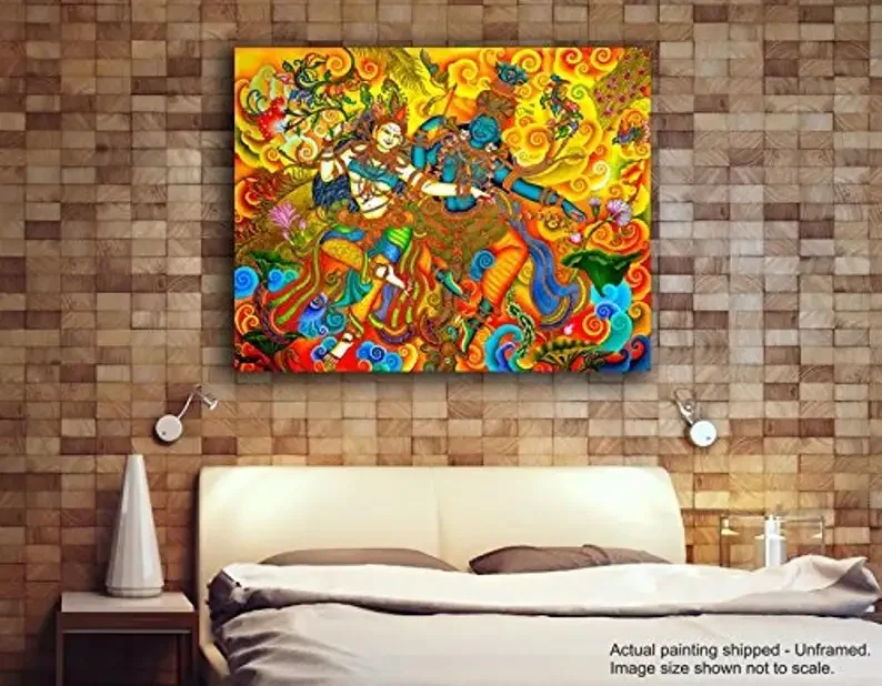 Radha Indian Art Eternal Love Paintings Traditional Rolled Mural Canvas By Ho Me Lili Wall Art