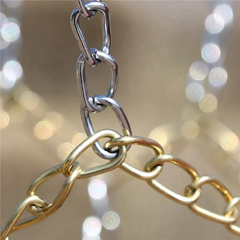 

A64T-2X Sport Iron Chain Basketball Net Outdoor 12 Loops Standard Heavy Duty Basketball Goal Replacement Net,Gold+Silver