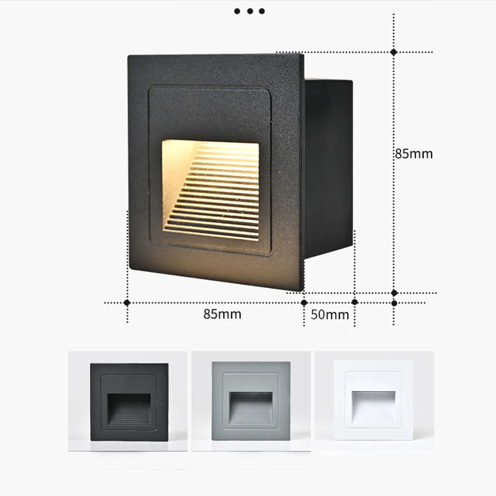 Indoor/Outdoor LED Underground Lamp Waterproof Stair Light Wall Embedded Lighting Aluminum Step Light Wall Corner Lamp AC85-265V