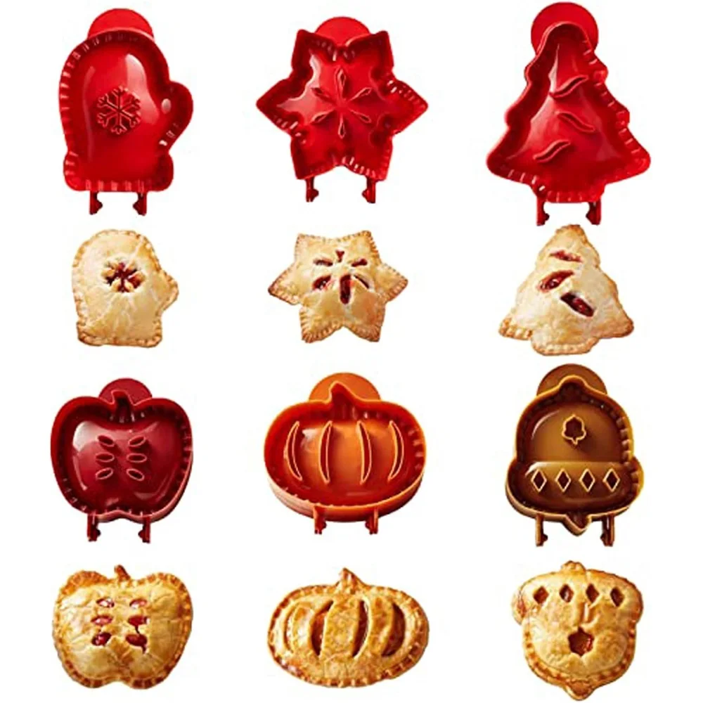 

6pcs Holiday Mini Pie Mold, Hand Pie Press Mold Maker for Baking, Party Potluck Hand Pie Molds, Pumpkin Cookie Cutters