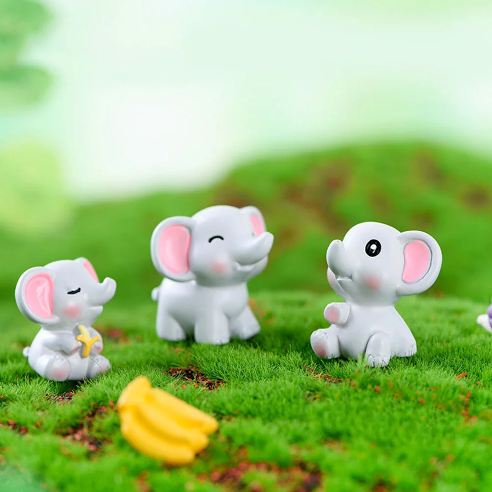 6 Pcs Dummy Elephant Ornament Animal Toys Animals Mini Figurines Adornment Statue Decor Tiny Figures Accessories Office