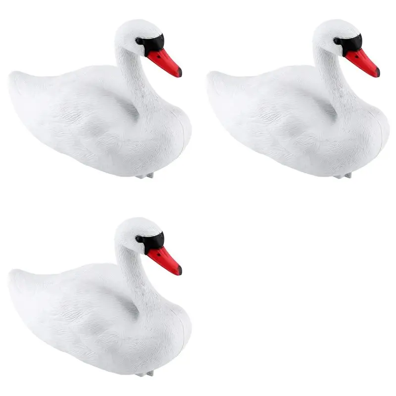 【THANKSGIVING DAY】3X Swan Decoys, Floating Plastic Swan, White Swan Statue Decoration Pet Decoys, Simulation Swan Decoys