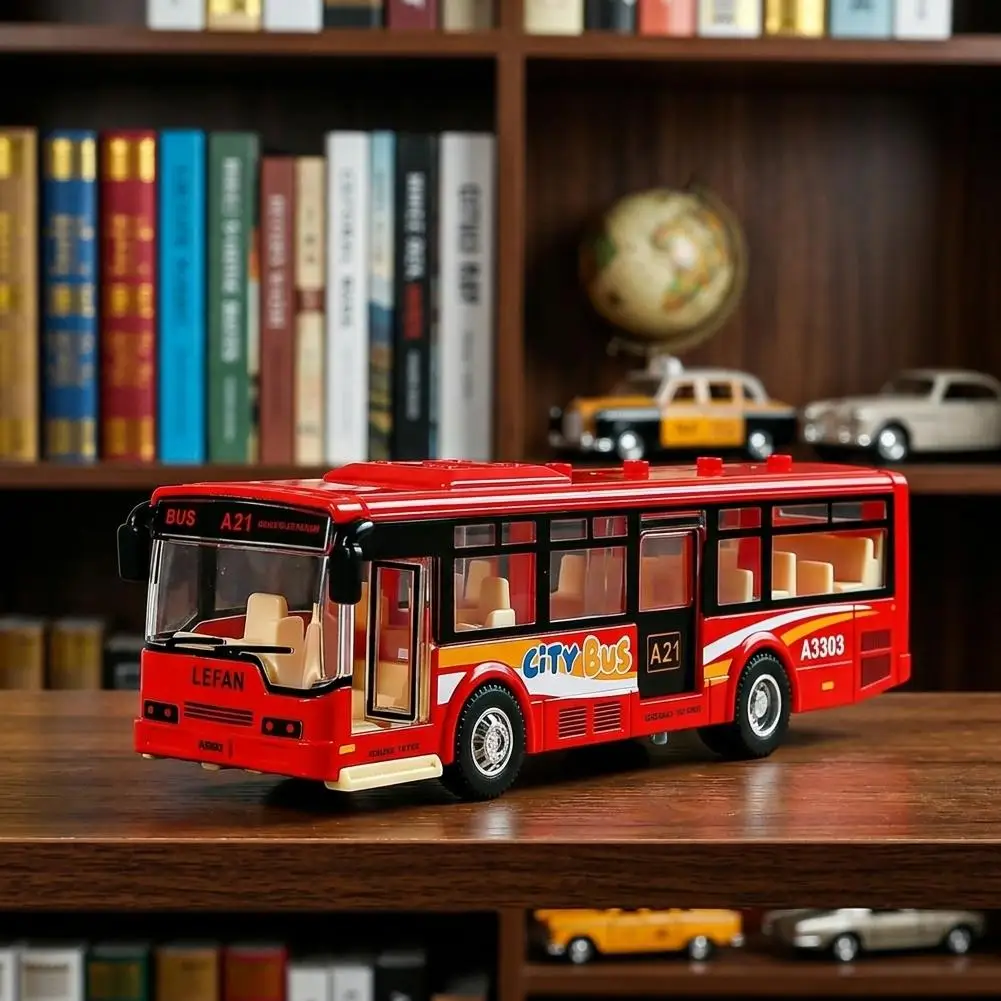 Autobús Urbano de Juguete con Retroceso, Modelo Realista de Vehículo de Transporte Público, Funciona por Fricción, Regal
