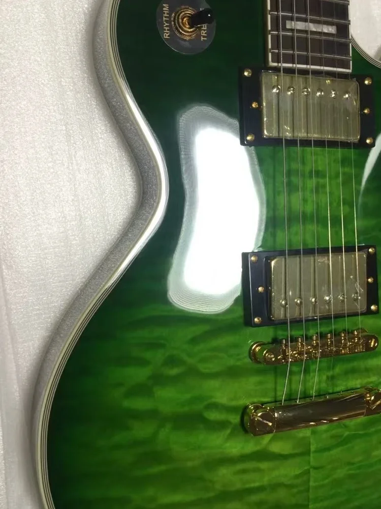 

Custom Electric Guitar, Rosewood Fingerboard, Green Burst Color Quilte Maple Top, Gold Hardware, Free Shipping