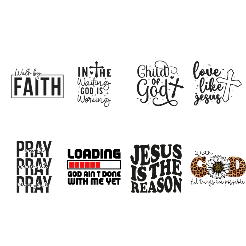 God Faith Christ Ironing On Patch On T-Shirts Hooding Diy Unique Heat Transfer Sticker For Clothing