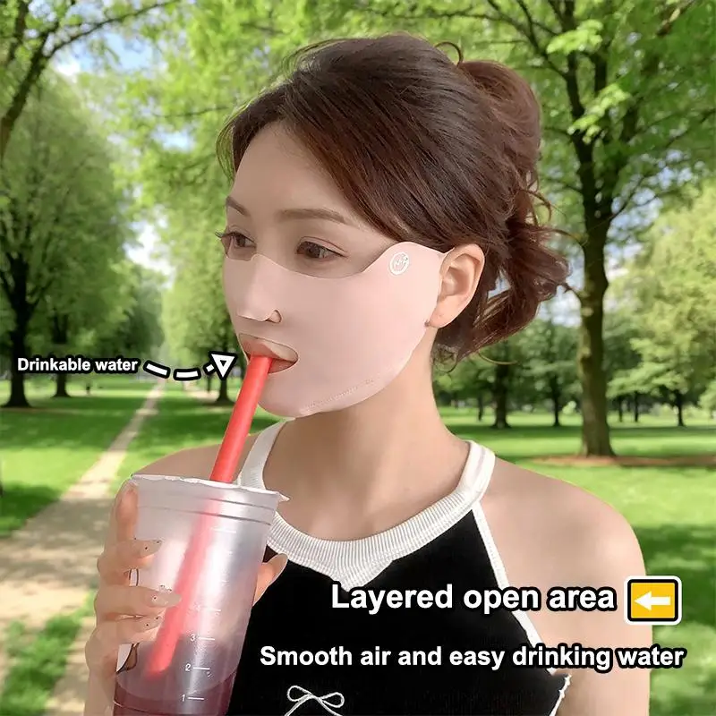 

Sunscreen Mask Anti-UV Riding Face Mask Protect The Corners Of The Eyes2PCS New Breathable Ice Silk Mask WashableDustproof