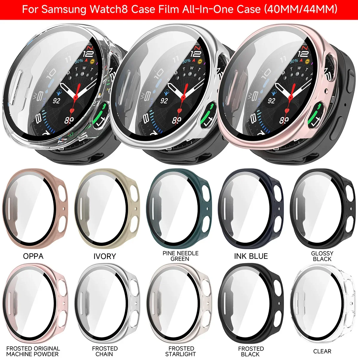 Tempered Glass+Case for Samsung Galaxy Watch 8 40mm 44mm Screen Protector Frame Bumper Cover for Galaxy Watch 8 Case