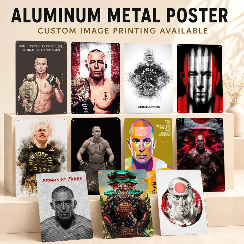 Georges St-Pierre Aluminum Posters Personalized Metal Tin Sign Bold Boxing Icon Wall Art For Workout Space Hallway And Champions