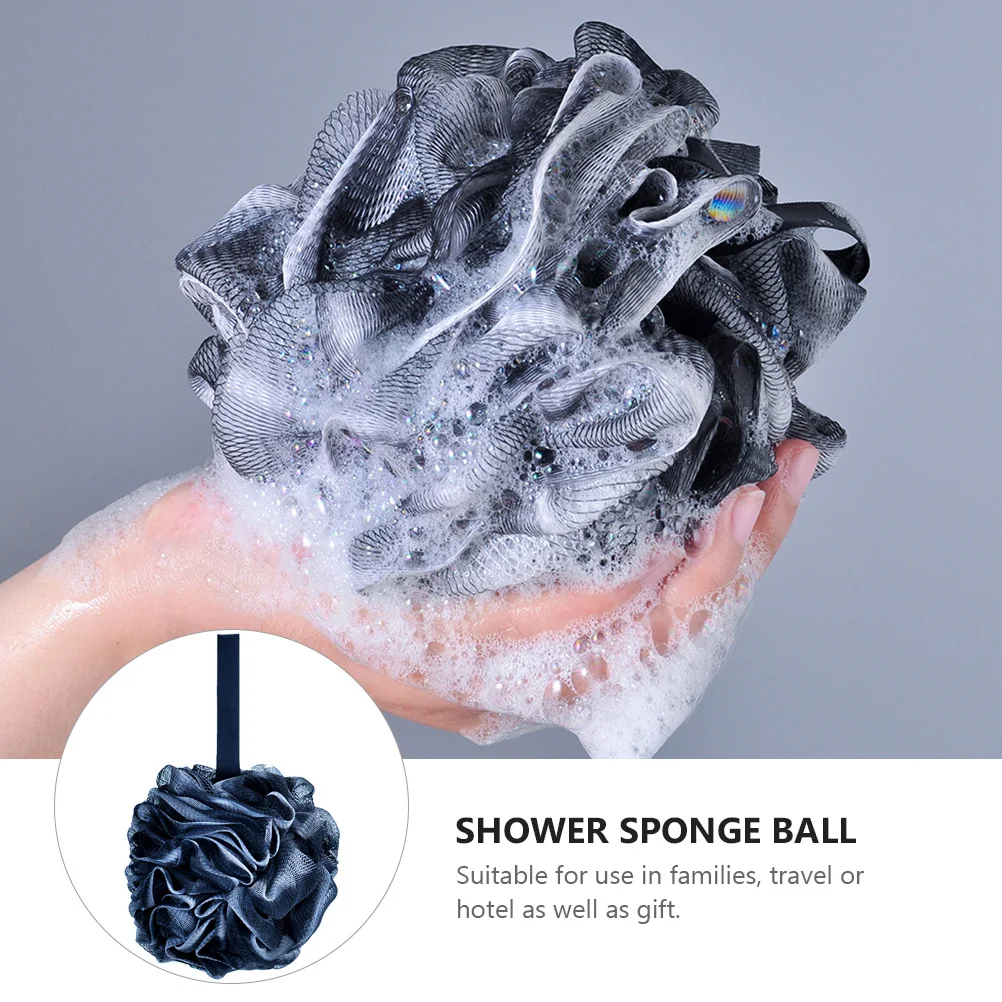 

4Pcs Bamboo Charcoal Shower Loofah Mesh Balls Hanging Rope Bath Sponges Exfoliating Remove Keratin Shower Puff for Bathroom
