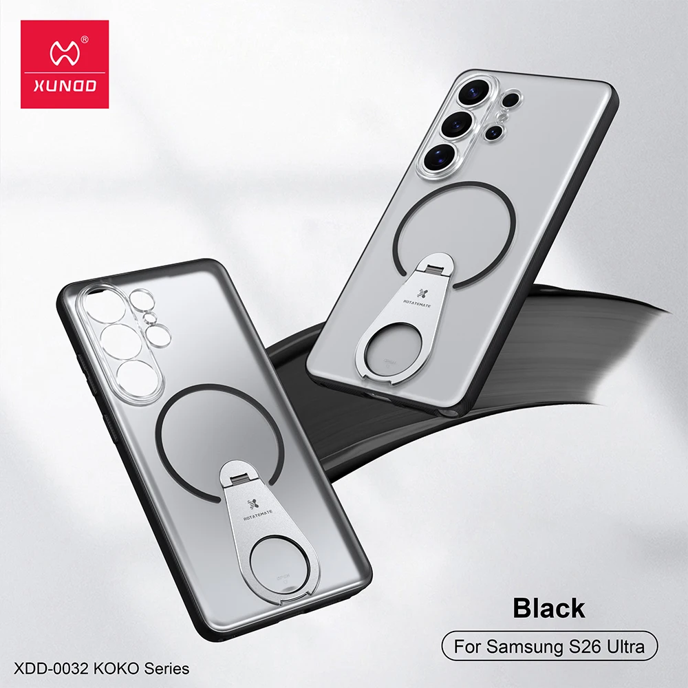 For Samsung Galaxy S26 Ultra Case XUNDD Frosted Matte PC Non-Slip Anti-Fingerprint Cover with Adjustable Kickstand Ring Holder
