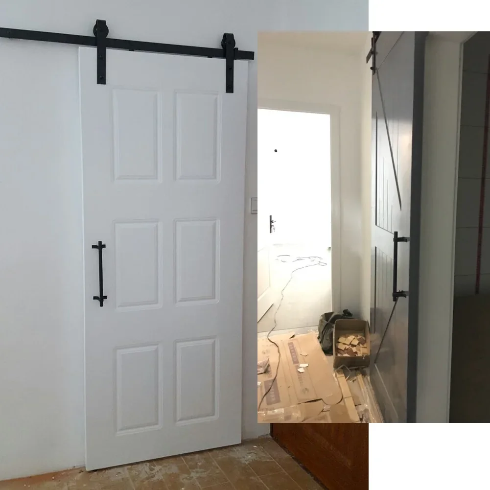 Simple Barn Door Handle Rustic Sliding Door Pull Knob Hardware Black Carbon Steel Heavy Duty Wood Gate Vintage Hardware Pulls
