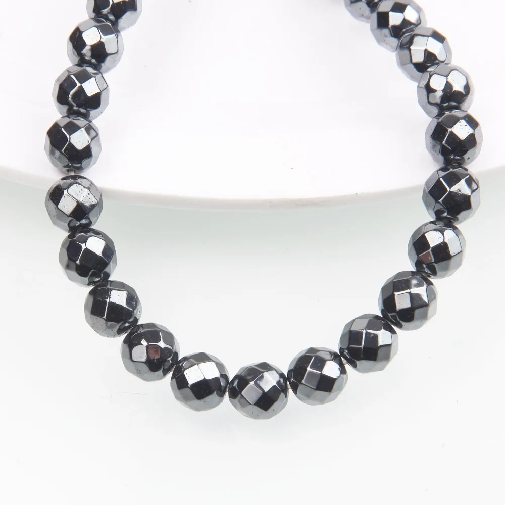 Natural Hematite Faceted Beads Spacer Beads for Jewelry Making Bracelet Beading Diy Necklace Findings Accessories 4/6/8mm