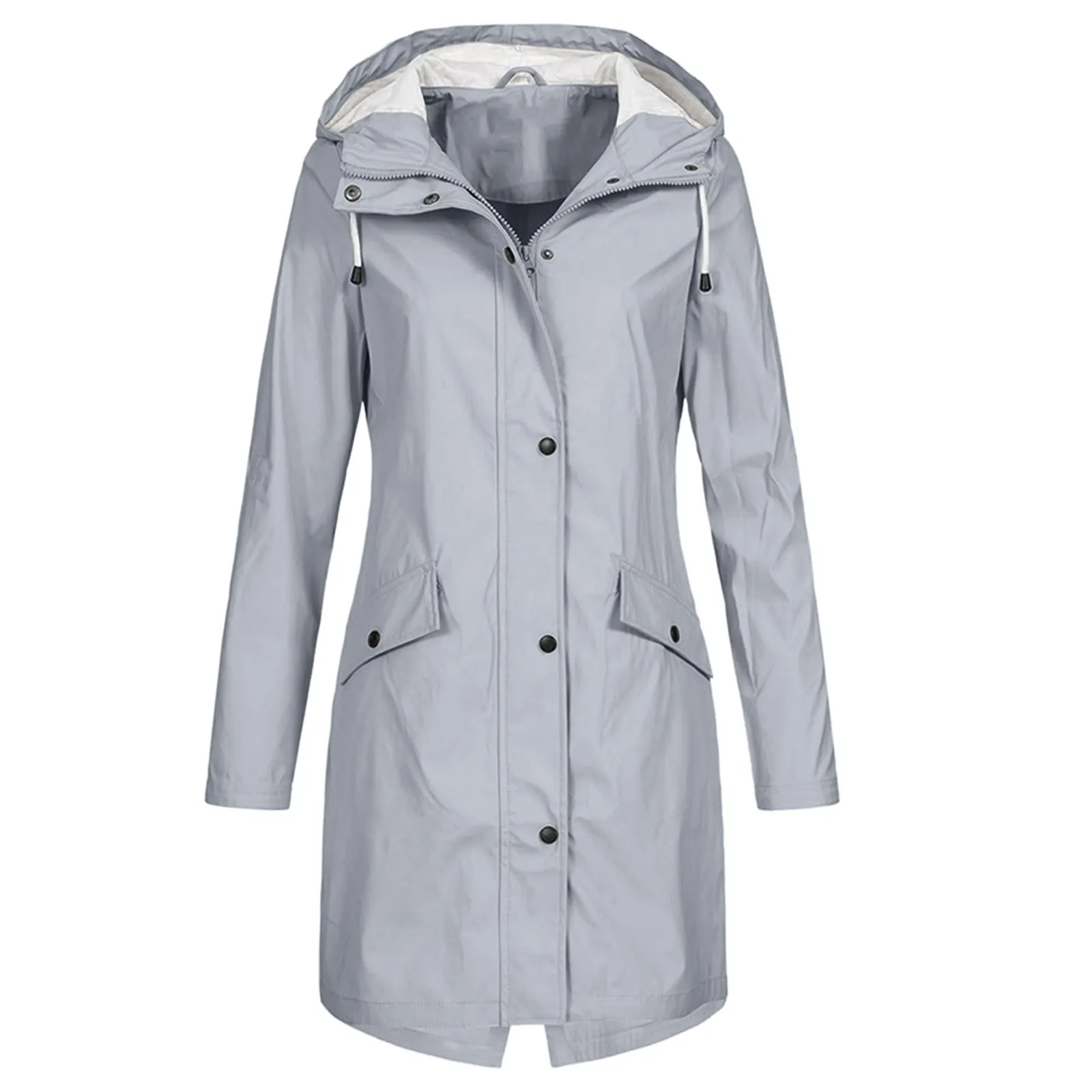 

Women'S Solid Color Rain Jacket Outdoor Hoodie Waterproof Windproof Long Coat Abrigos Mujer Invierno Chamarras Para Mujer пальто
