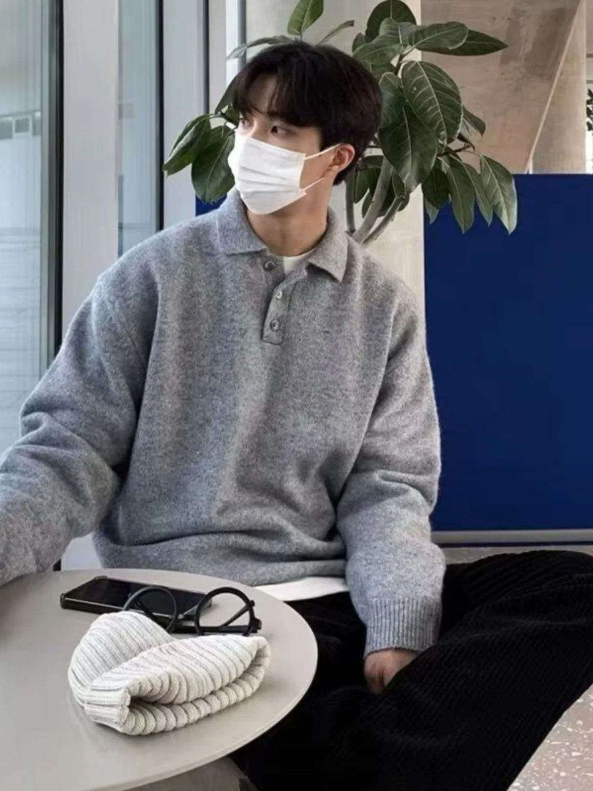 

Мужская трикотажная верхняя одежда Laid-ba Sle: модный корейский стиль, осень-зима, высококачественная, свободная посадка, комфортная.