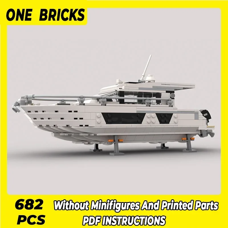 Moc Building Blocks Yacht Model Outboard Motor Yacht Technical Bricks DIY Assembly Construction Toys For Child Holiday Gifts