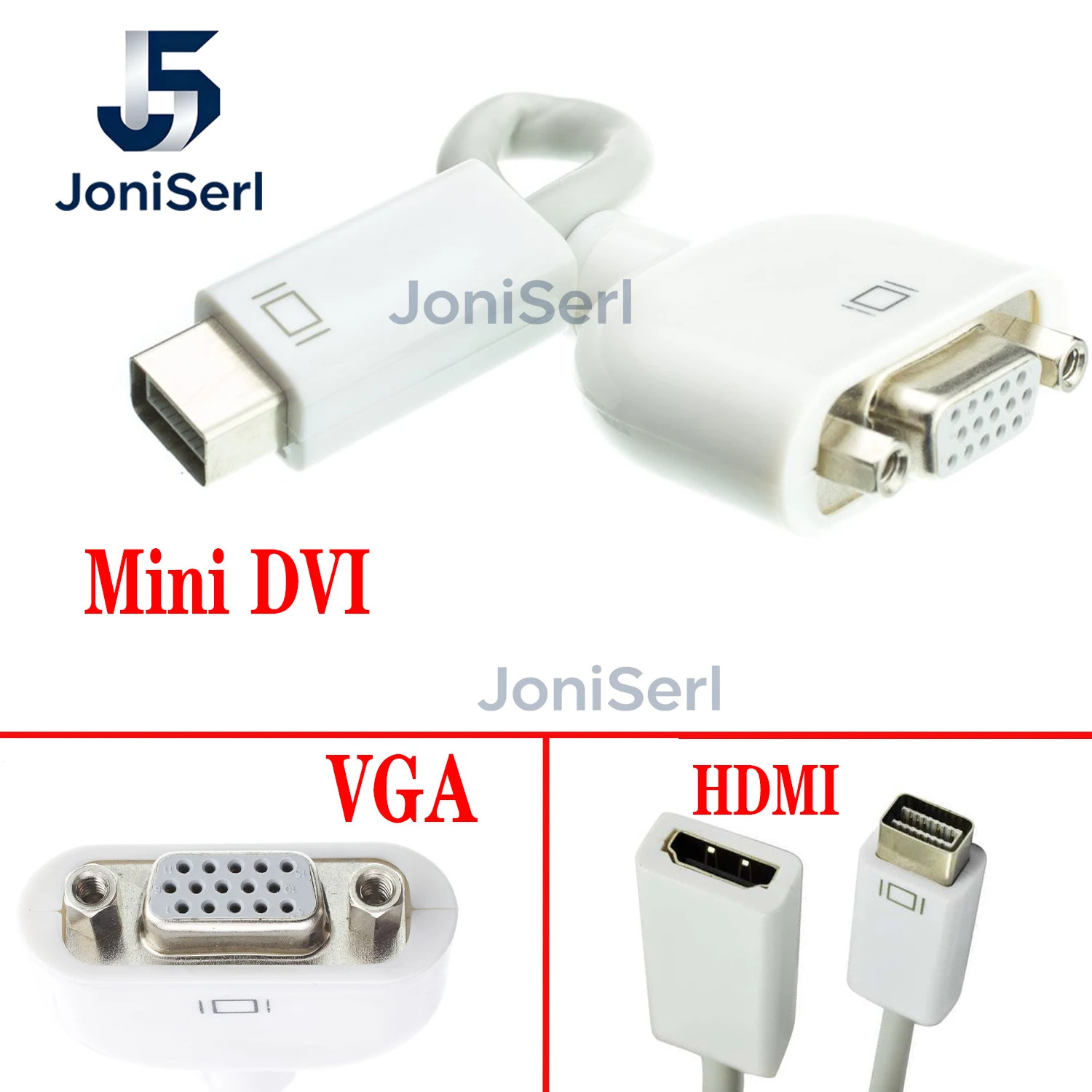 Mini DVI to Hdmi/VGA Adapter Cable White for the Imac (Intel Core Duo), Macbook, and 12-inch Powerbook G4, with Mini-dvi Port
