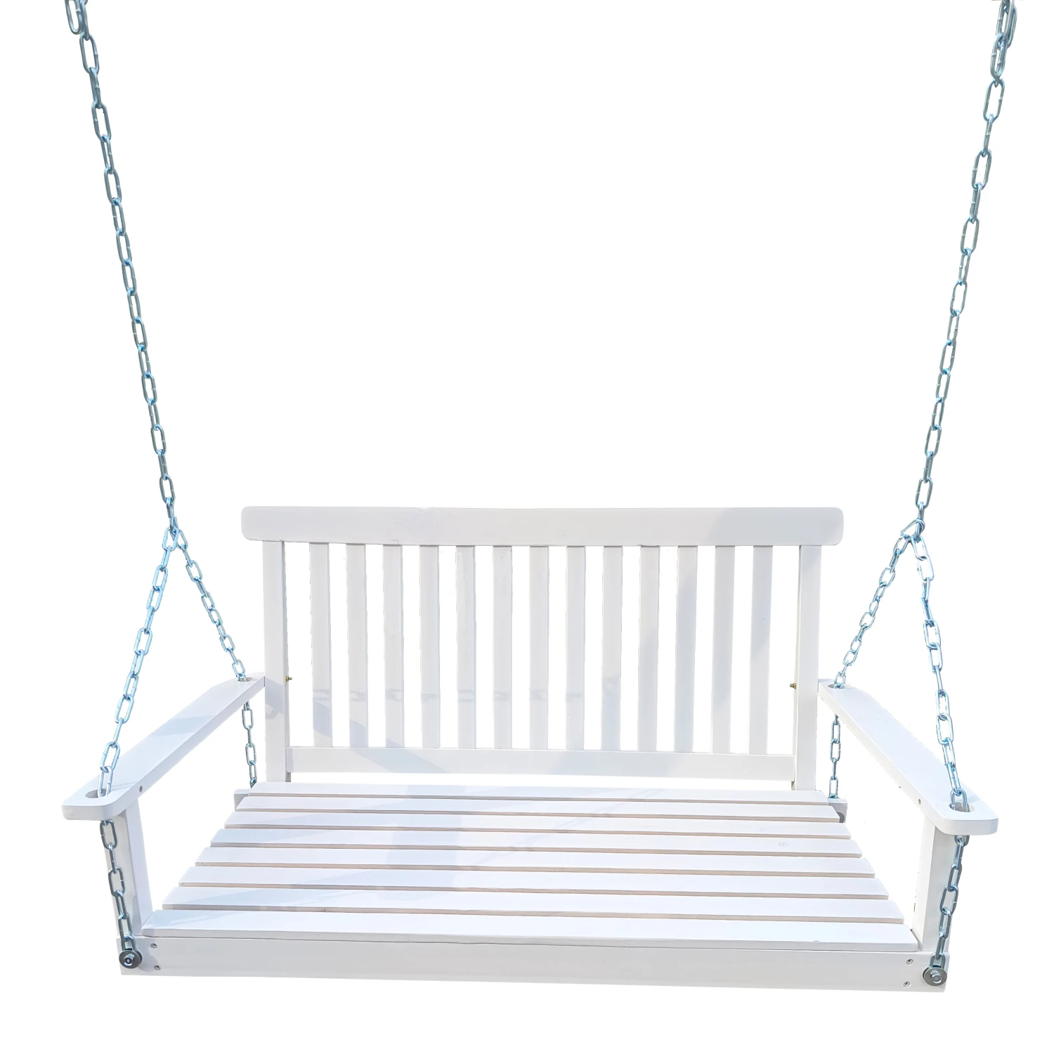 

"Wood Front Porch Swing with Armrests & Hanging Chains, Outdoor Patio Swing Bench for Garden Yard, Backyard or Sunroom - Easy As