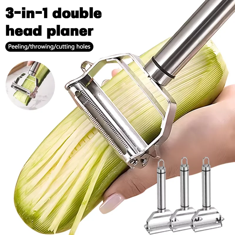 Pelador giratorio 2/4 en 1, pelador de verduras, frutas y patatas multifunción, pelador de acero inoxidable, artículo de cocina para el hogar, duradero