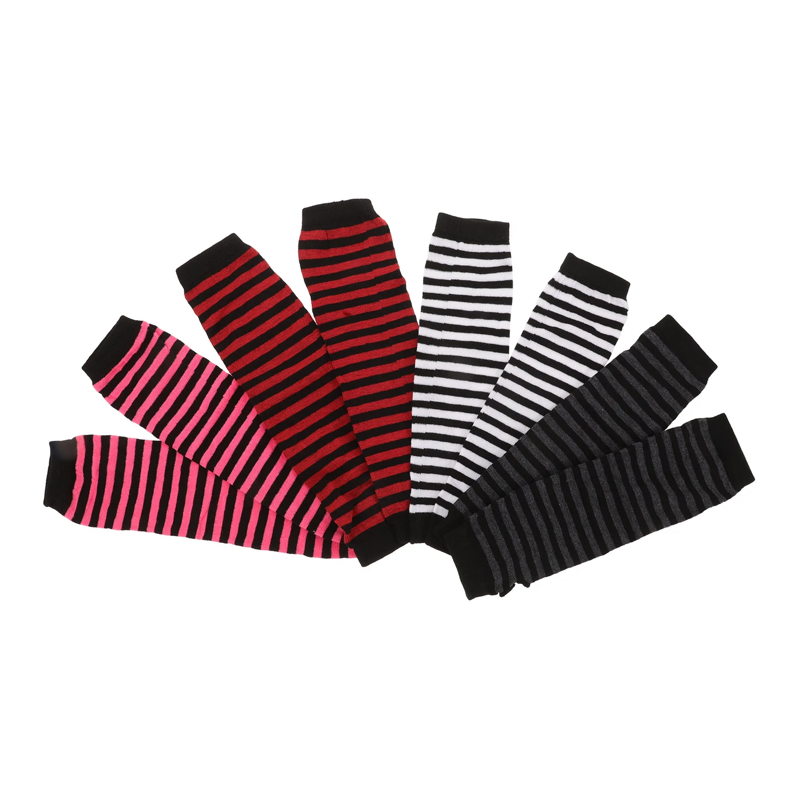 4Pairs Women's Fingerless Gloves Soft Warm Striped Elbow Length Arm Warmers Autumn Winter Knitted Arm Sleeves for Touch Screen