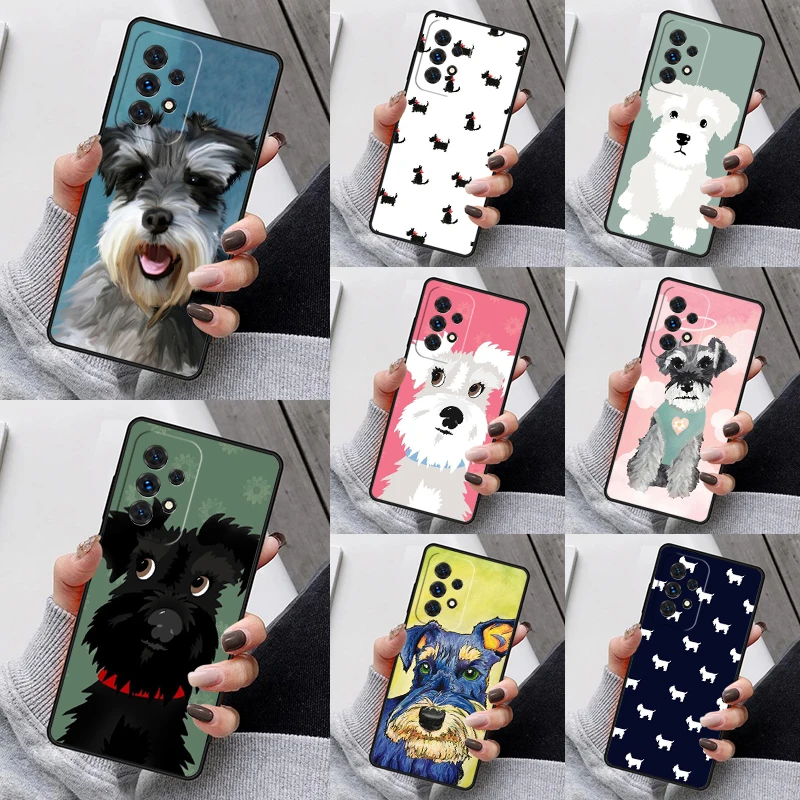 Miniature Schnauzer dog art Phone Case For Samsung Galaxy S23 S21 S20 FE S24 S22 Ultra Note20 S10 S9 S8 Plus A40 A52 A12 A13 A53