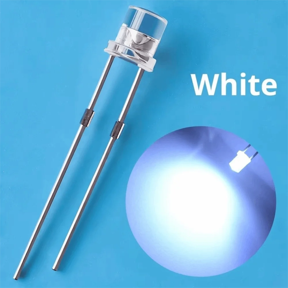 100Pcs Wide Angle LEDs Flat Top LED Diodes Flat Top Ultra Bright Light Emitting Bulbs Water Clear Lens Wide Angle