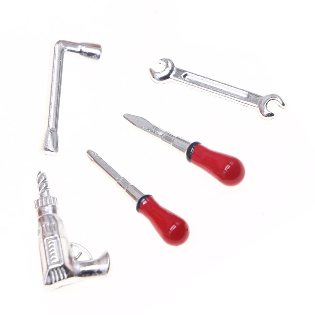 Kit de herramientas de 5 uds., herramientas de juguete para niños, casa de muñecas, escena en miniatura, juguetes de simulación, trabajo de mantenimiento