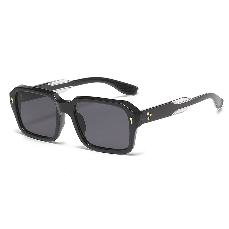 2024 New Square Sunglasses Personalized Sunscreen Ink High Quality Men's Retro Black Classic Rivet Fashion Glasses image 2