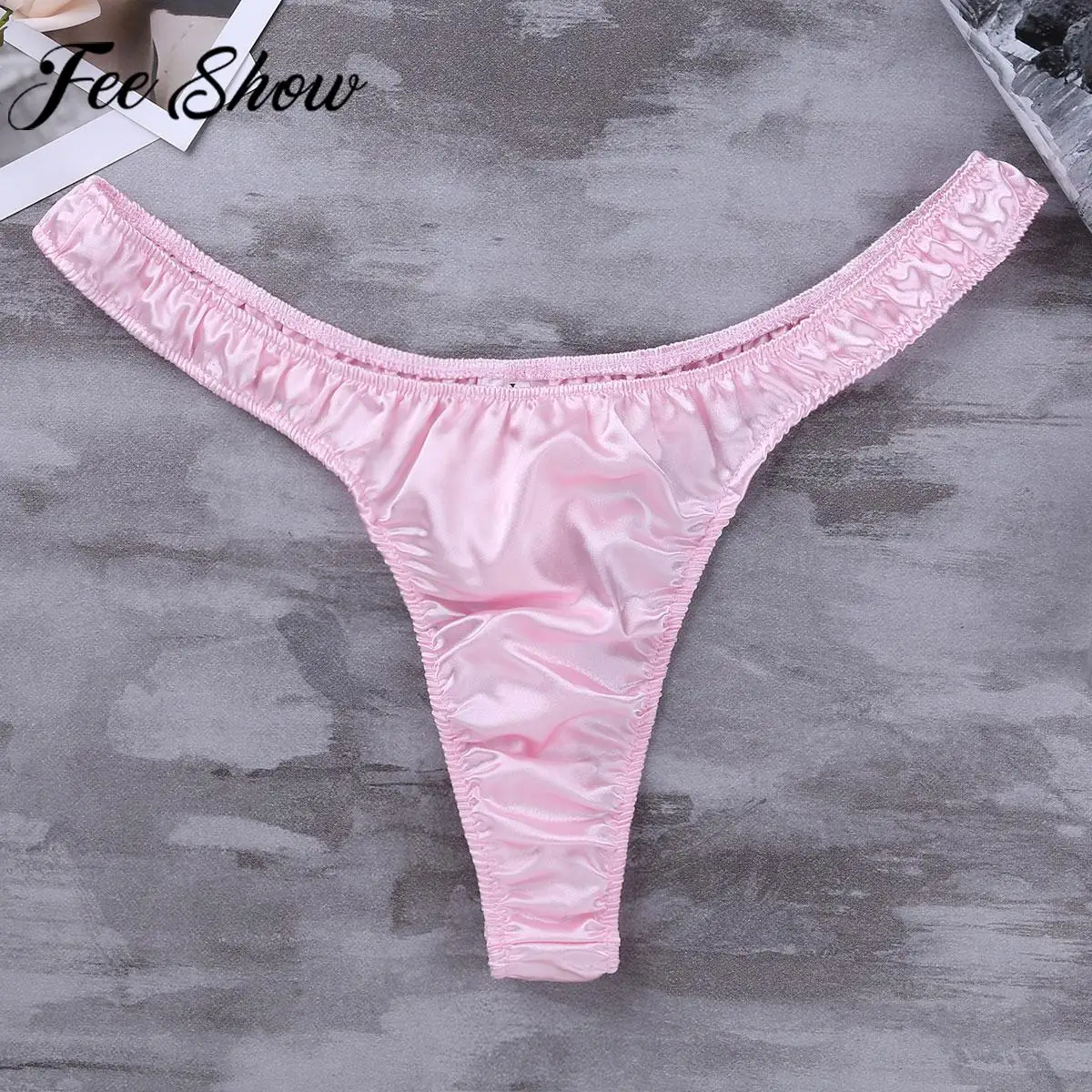 

Hot Sale Sexy Gay men's Lingerie Soft Shiny Satin Bikini thongs sissy Underwear Underpants Panties for Lingerie Night