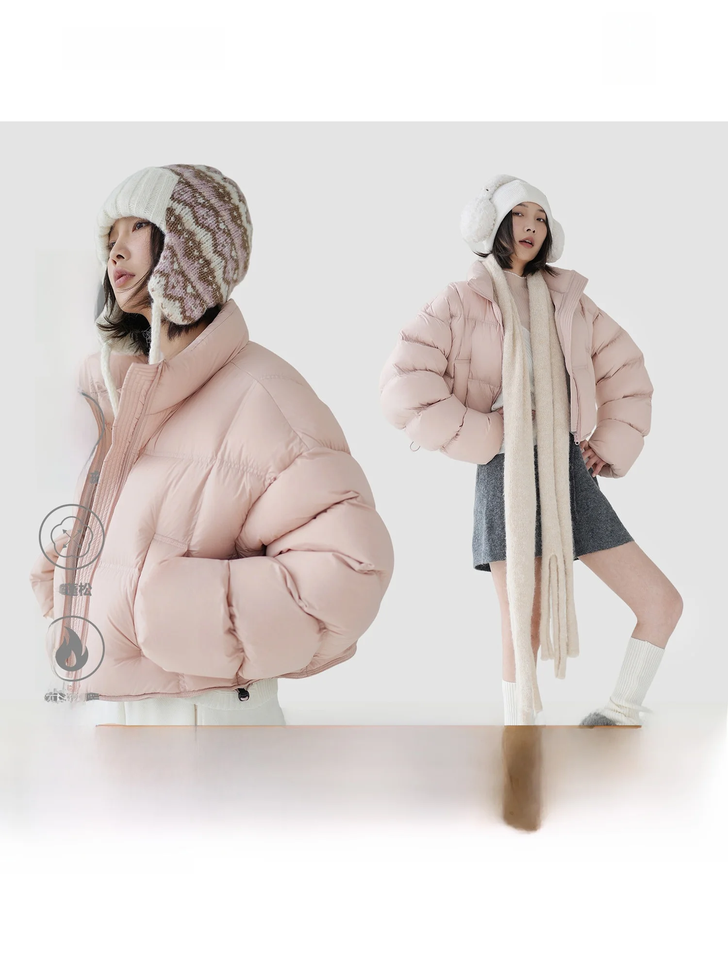 

Azhu 2024 New Women's ort down Jaet 90% White Du down Quilted Polyester Fiber Warm Thiened Zipper Closure Pure Color
