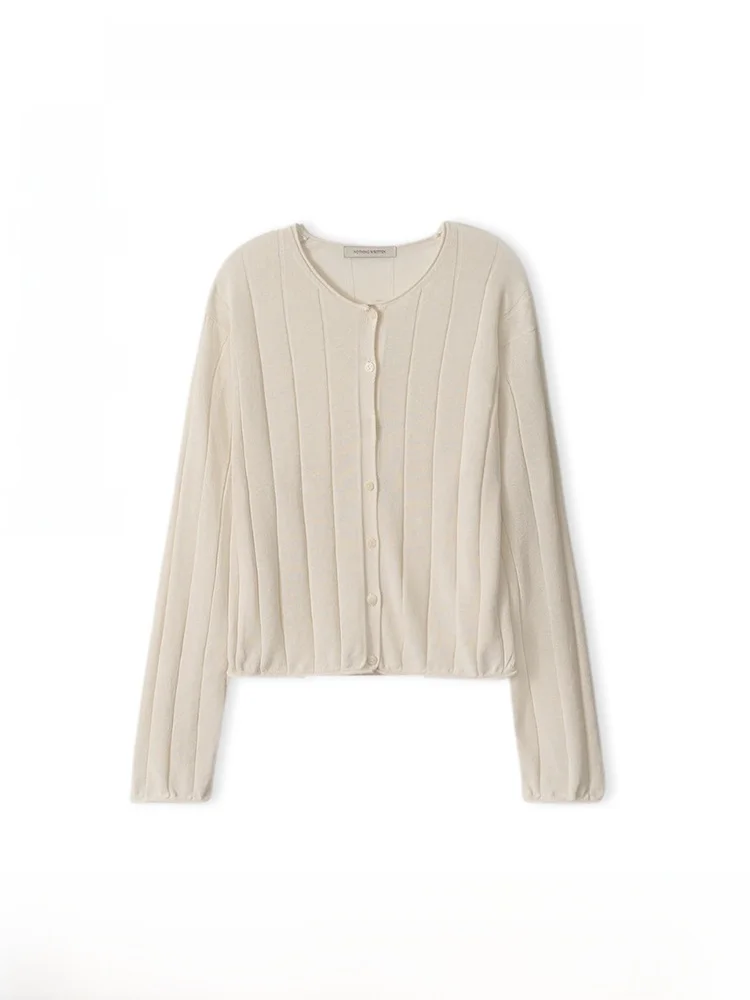 

Somi Home Nothingwritten Knitted Long Sve round Ne Striped Open Cardigan Women's Simple Outerwear Top Korean Sle Loose...