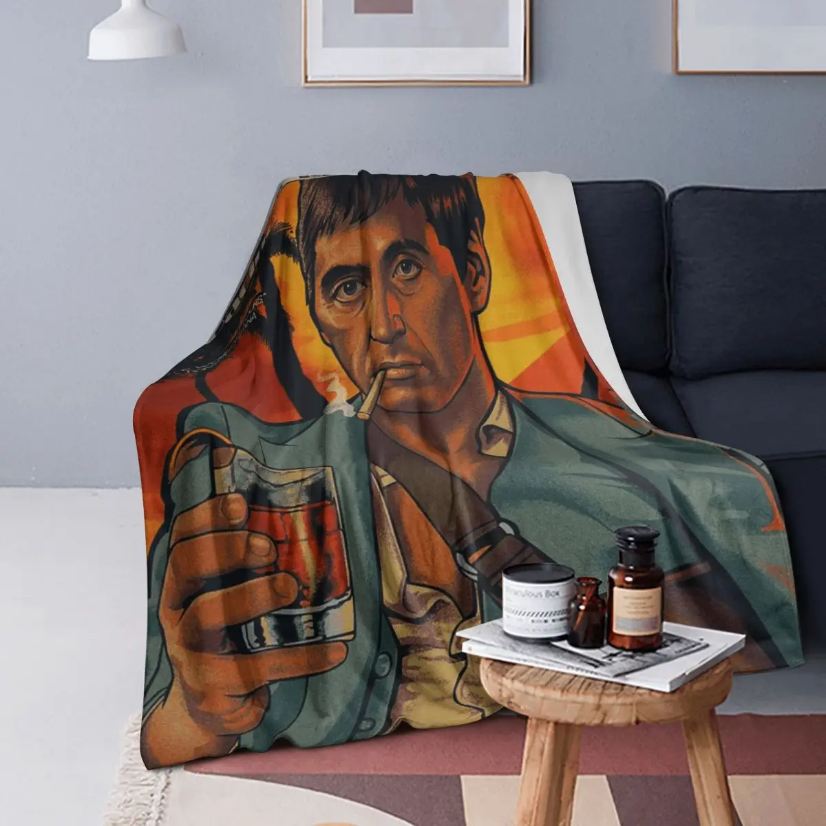 

Scarface Tony Movie Blanket Soft Warm Flannel Throw Blanket Bedspread for Bed Living room Picnic Travel Home Sofa