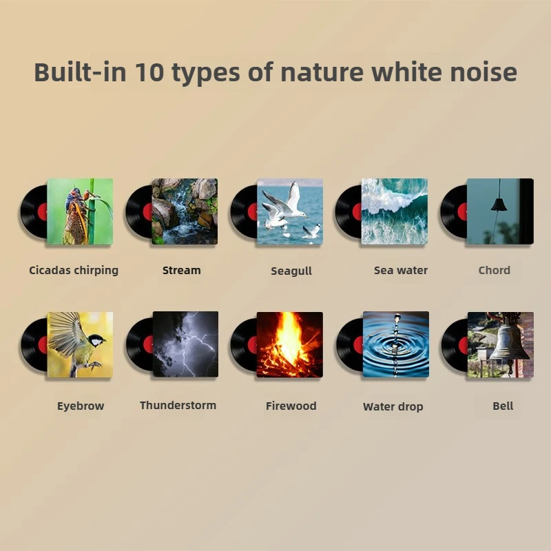 Máquina de sonido LED con ruido blanco y sonido relajante, luz nocturna RGB recargable y táctil, audio relajante