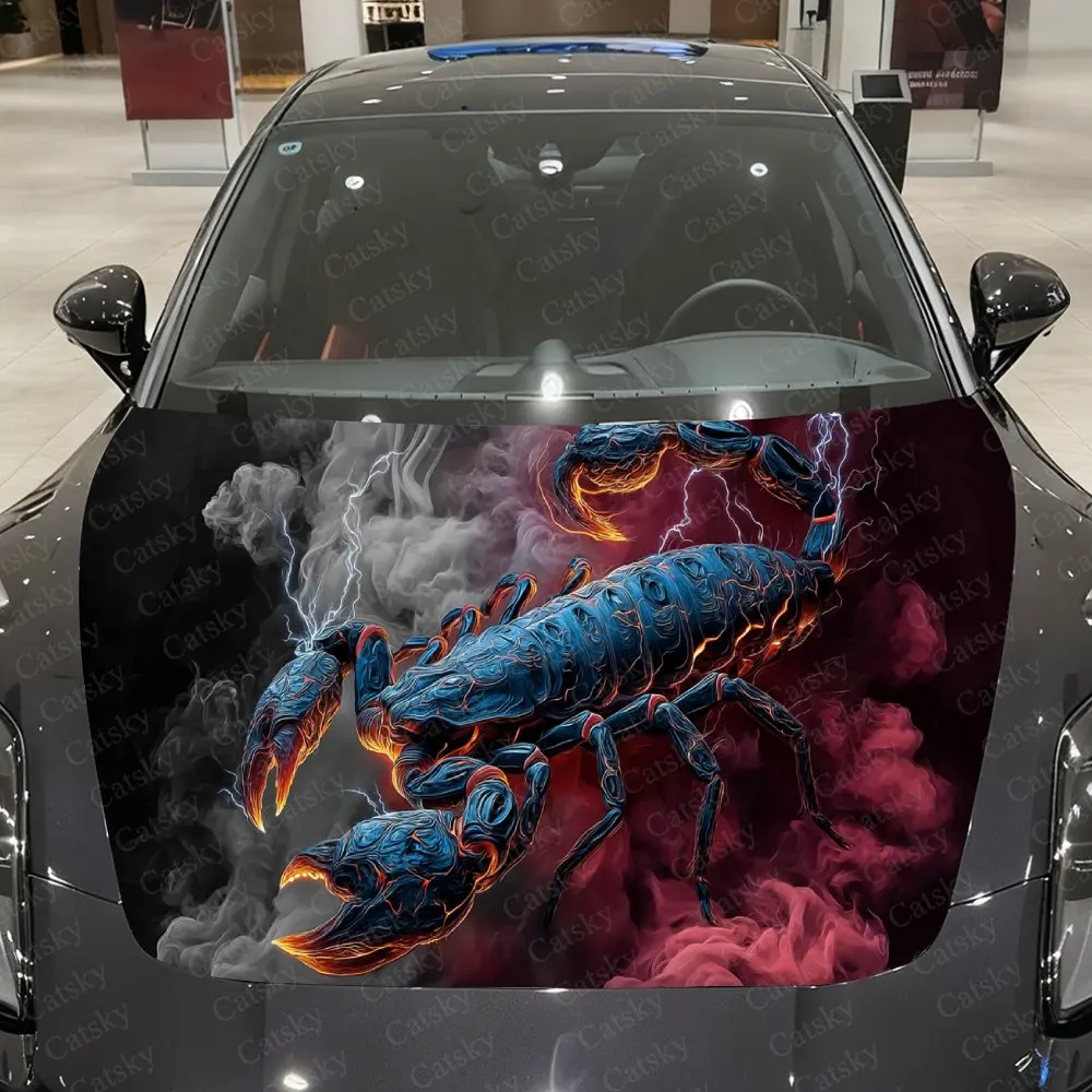 Película Vinílica para Carro Dark Flame Thunder Scorpion Purple Mist, Adesivo de PVC Impermeável para Capô de Carro, Adesivo Autoadesivo Resistente a Arranhões
