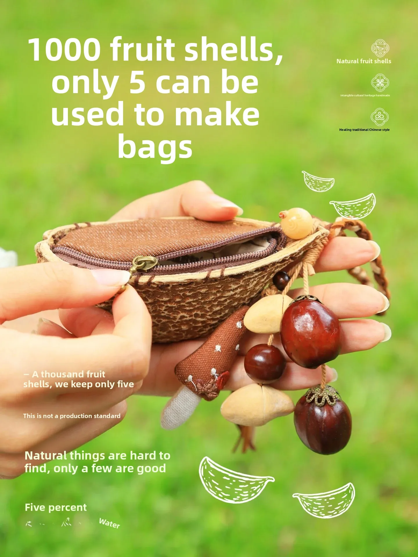  Handmade Fruit  Bag Charm Natural Plant Decorative Storage Portable Pocket Bag Creative Home Decoration Accessories