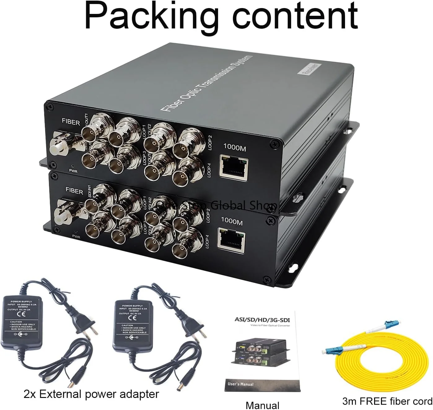 Par de Convertidores de Medios Ethernet sobre Fibra para Video HD de 4 Canales y 3G Sin Comprimir