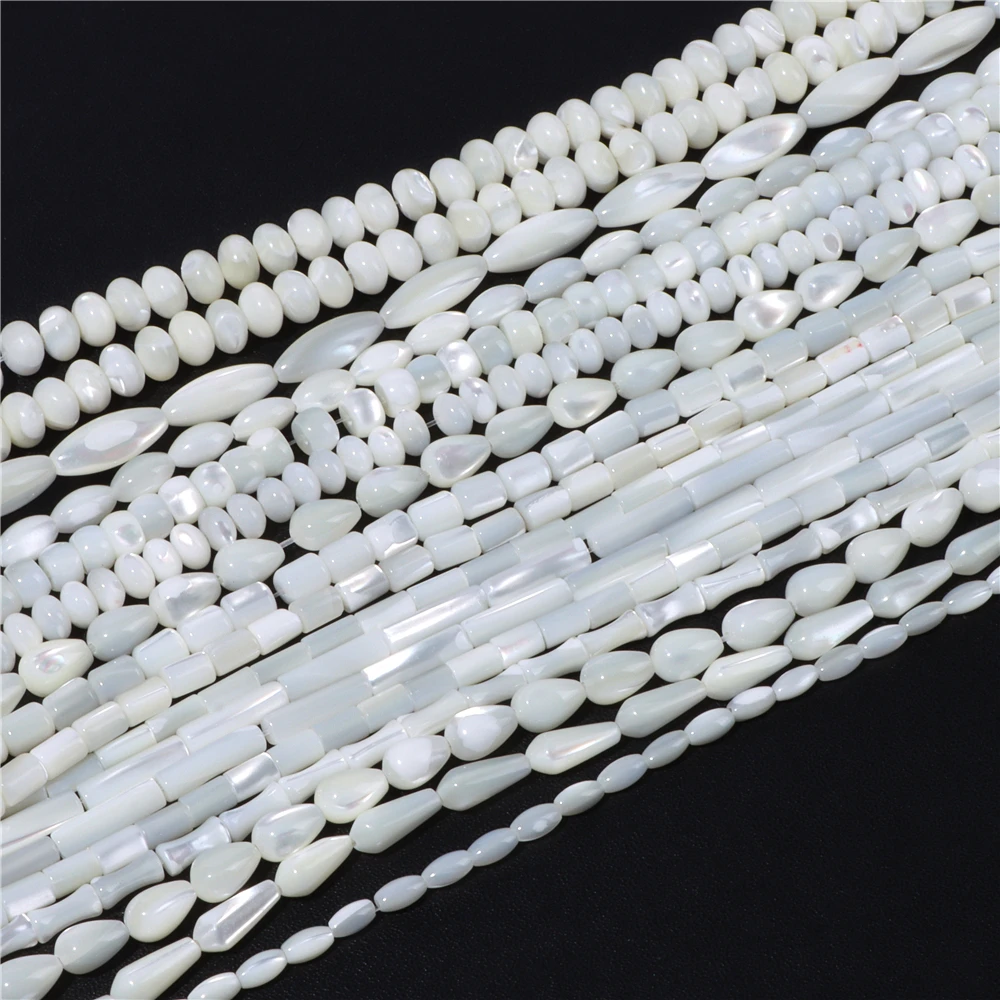 3x7mm Natural Mother of Pearl Shell Beads Small Shell Spacer Beads Pearl DIY Bead Jewelry Making Necklace Bracelet Earrings 15