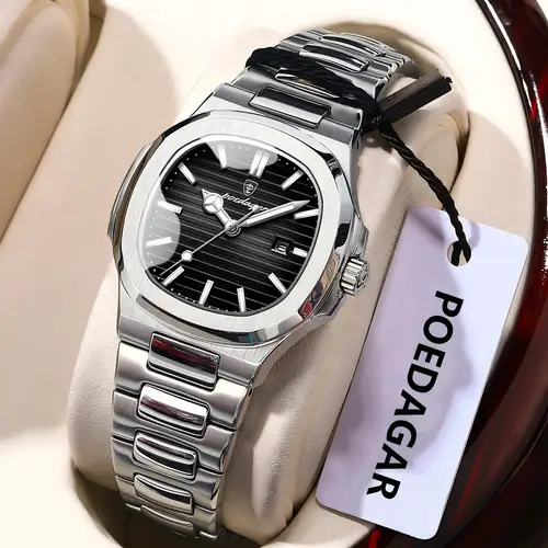 POEDAGAR, relojes elegantes de cuarzo para mujer, Reloj de pulsera resistente al agua con fecha luminosa para mujer, Reloj de moda de acero inoxidable para mujer