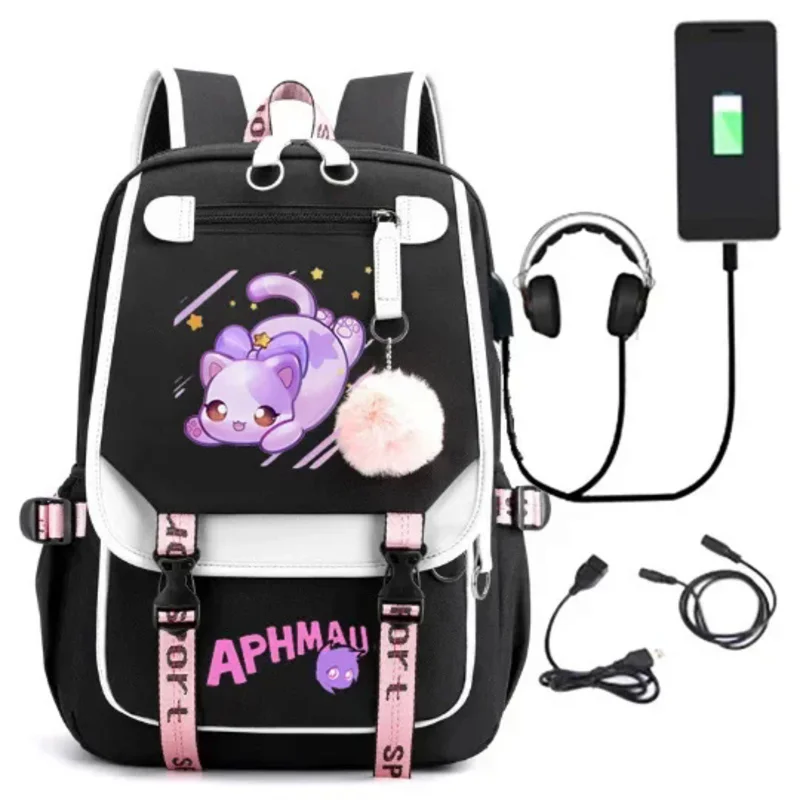 Aphmau Mochila de gran capacidad para niña, bolsa escolar para estudiantes, Mochila de viaje, bolsa de almacenamiento para ordenador portátil, bolsas de cosplay