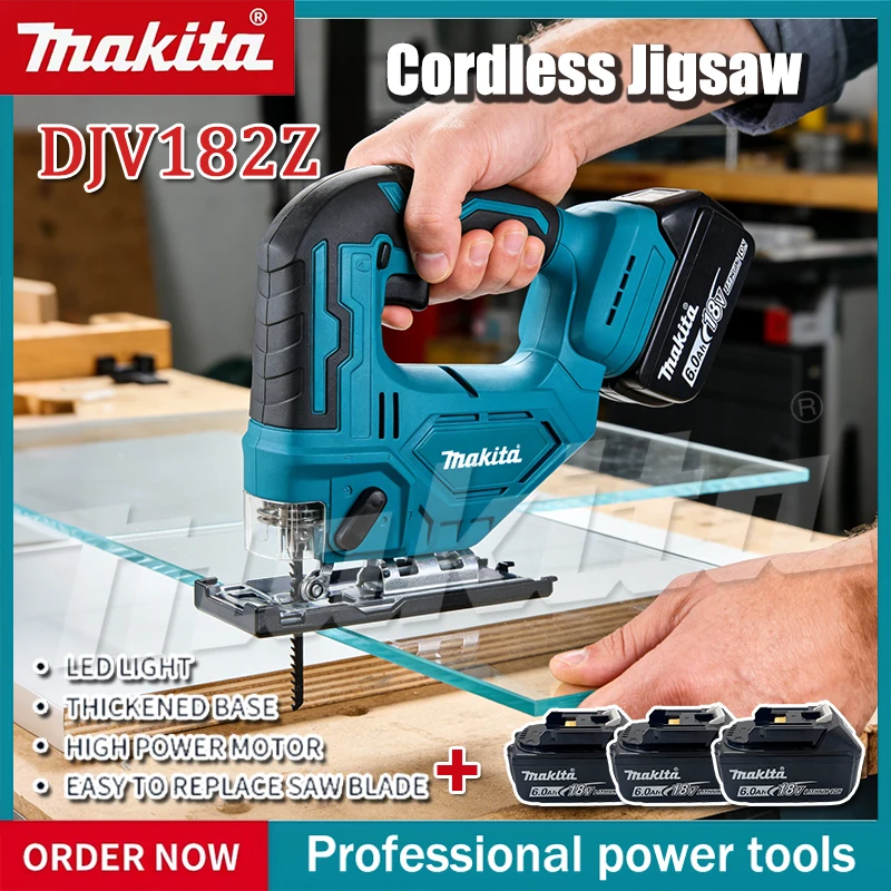 Makita DJV182 Cordless Jigsaw:18V,300W,0-2700rpm,80mm Stroke,45 Cutting Angle,For Wood/Plastic/Metal Cutting Jobs for 18V