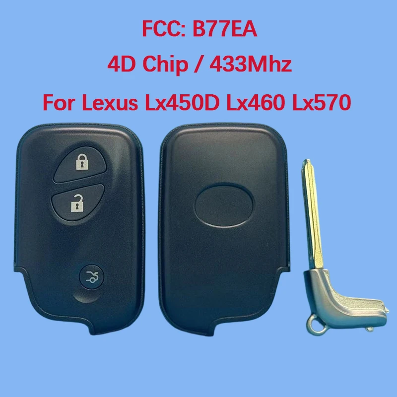 

CN052038 Aftermarket 3 Button Smart Key Fob Keyless Go Remote Fob 433MHz FCC B77EA 4D Chip For Lexus Lx450D Lx460 Lx570