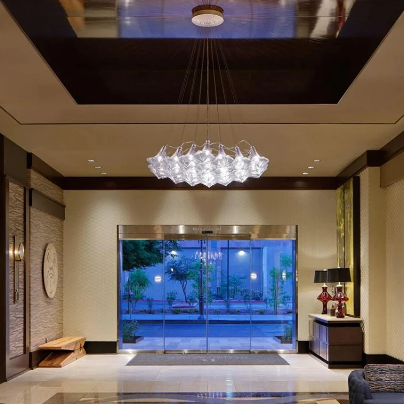 

French-style minimalist luxury ceiling-mounted villa chandelier designer art glass living room lamp